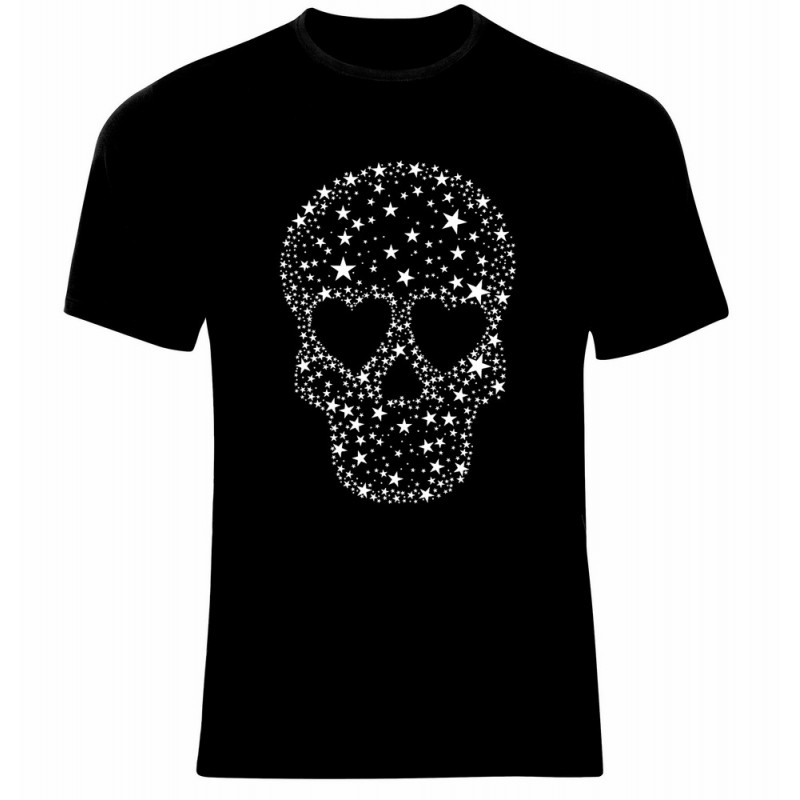 Тениска с Череп - White Skull Starts Hearts - 500068